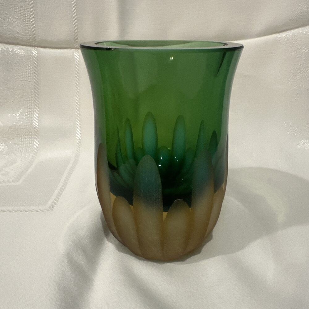 Villeroy Boch Olive Green Jewels Vase Vintage Votive Candle Holder 2 Chips